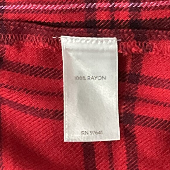 J Jill Top‎ Womens Sz 1X Red Black Plaid Corduroy Button Up Pleated Shirt Blouse - Picture 7 of 12